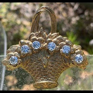 A Vintage Sparkly Floral Basket Brooch